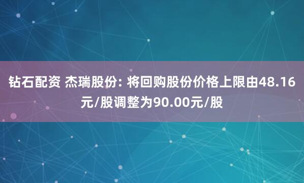 钻石配资 杰瑞股份: 将回购股份价格上限由48.16元/股调整为90.00元/股